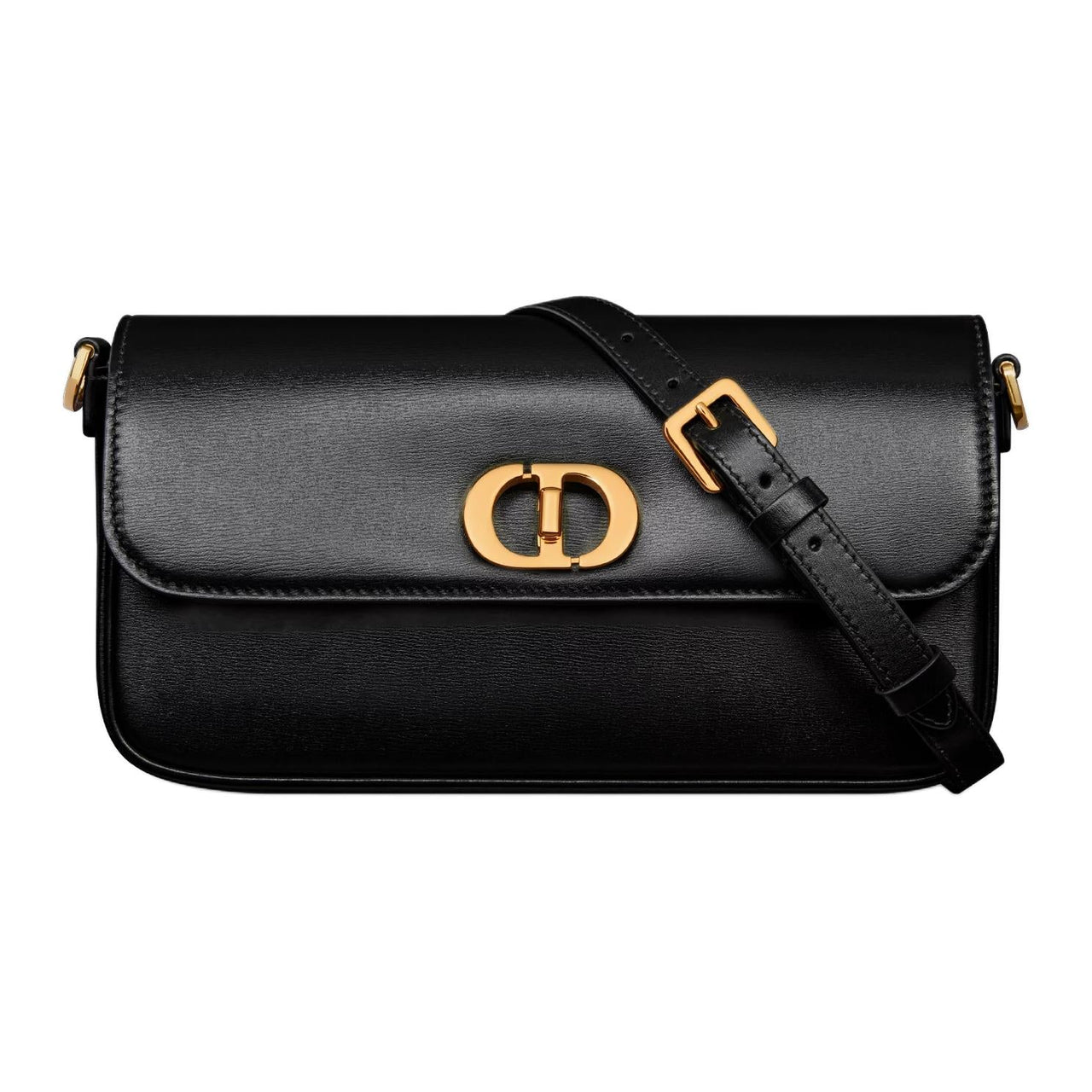DIOR 30 Montaigne Ribbed Calfskin Handheld Crossbody Handbag Shoulder Bag Mini Women's Black