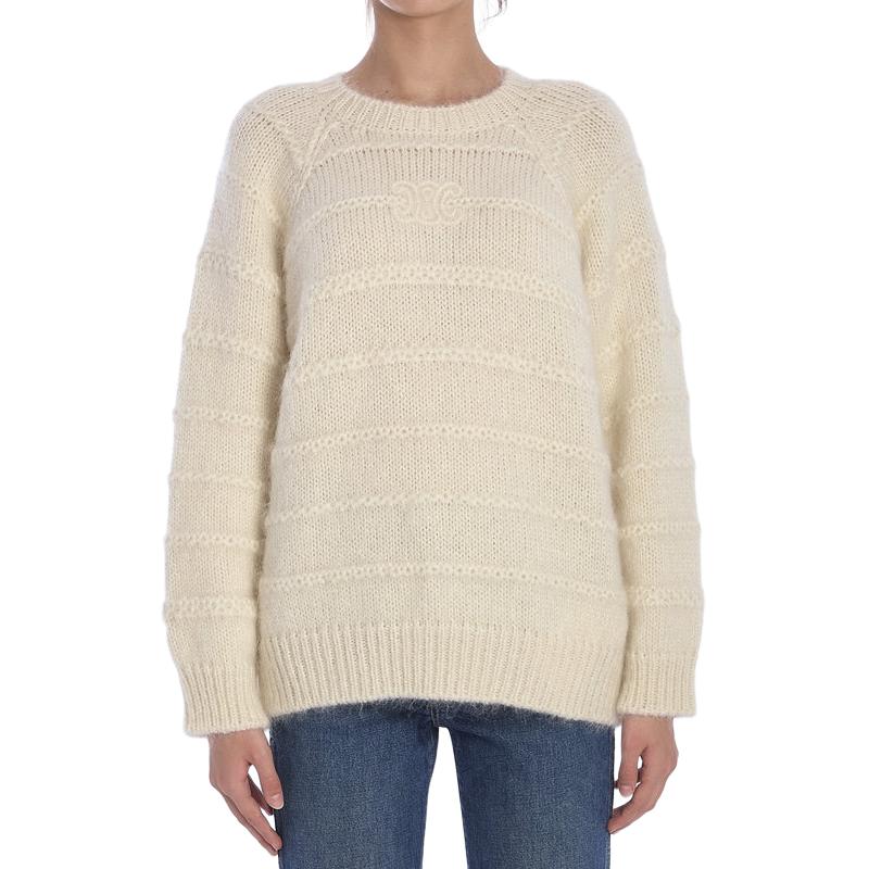 CELINE Triomphe Crew Neck Sweater In Mohair And Silk