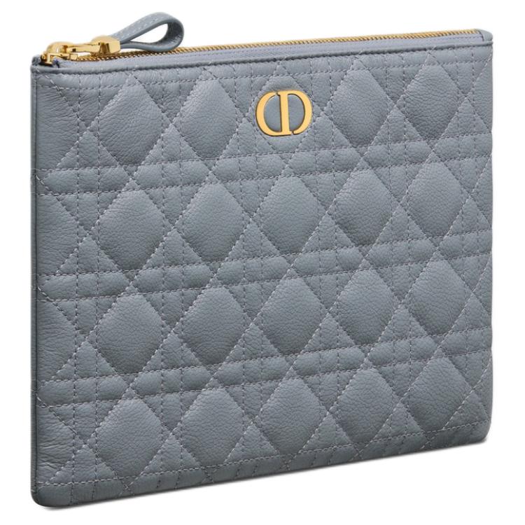DIOR Caro Soft Calfskin Clutch Medium Size Women's Cloud Blue