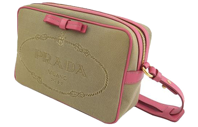 PRADA Canvas Bag, Crossbody Bag, Shoulder Bag Women's Brown/Pink