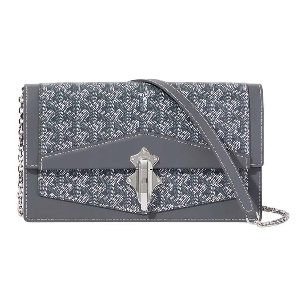 GOYARD Canvas With Calfskin Shoulder Bag Crossbody Bag Unisex Gray