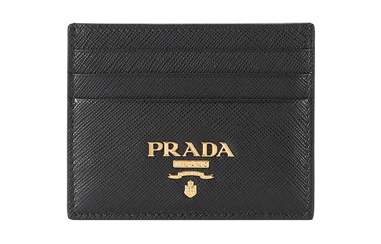 PRADA Cow Leather Card Holder Card Holder Unisex Black