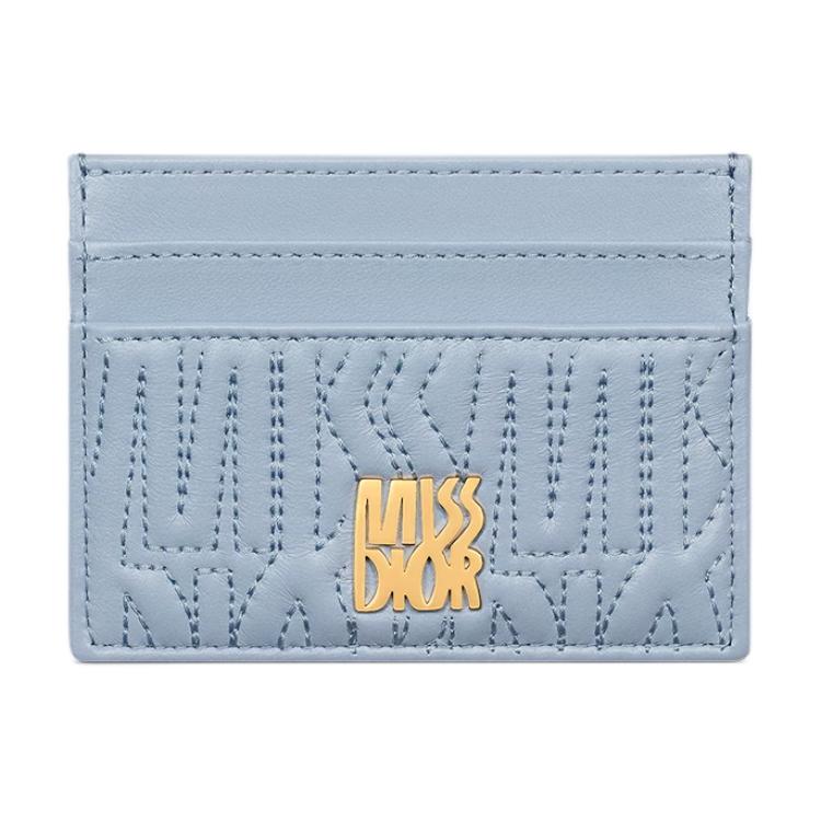 DIOR Miss Dior Lambskin Card Holder Women's Sky Blue