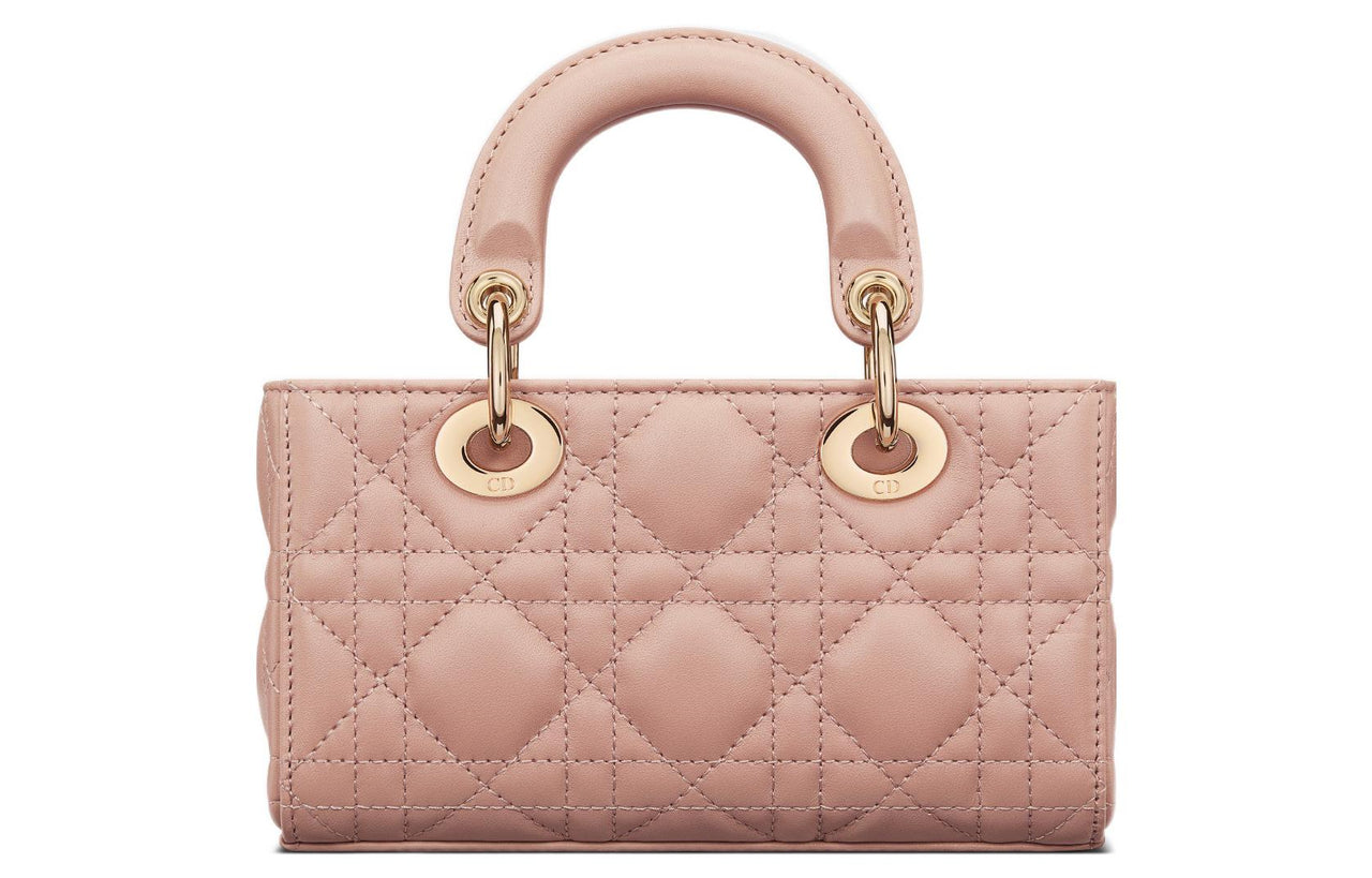 DIOR Lady D JOY Wicker Pattern Sheepskin Lady Dior Bag Shoulder Bag Crossbody Bag Handbag Extra Mini Women's Rose Pink