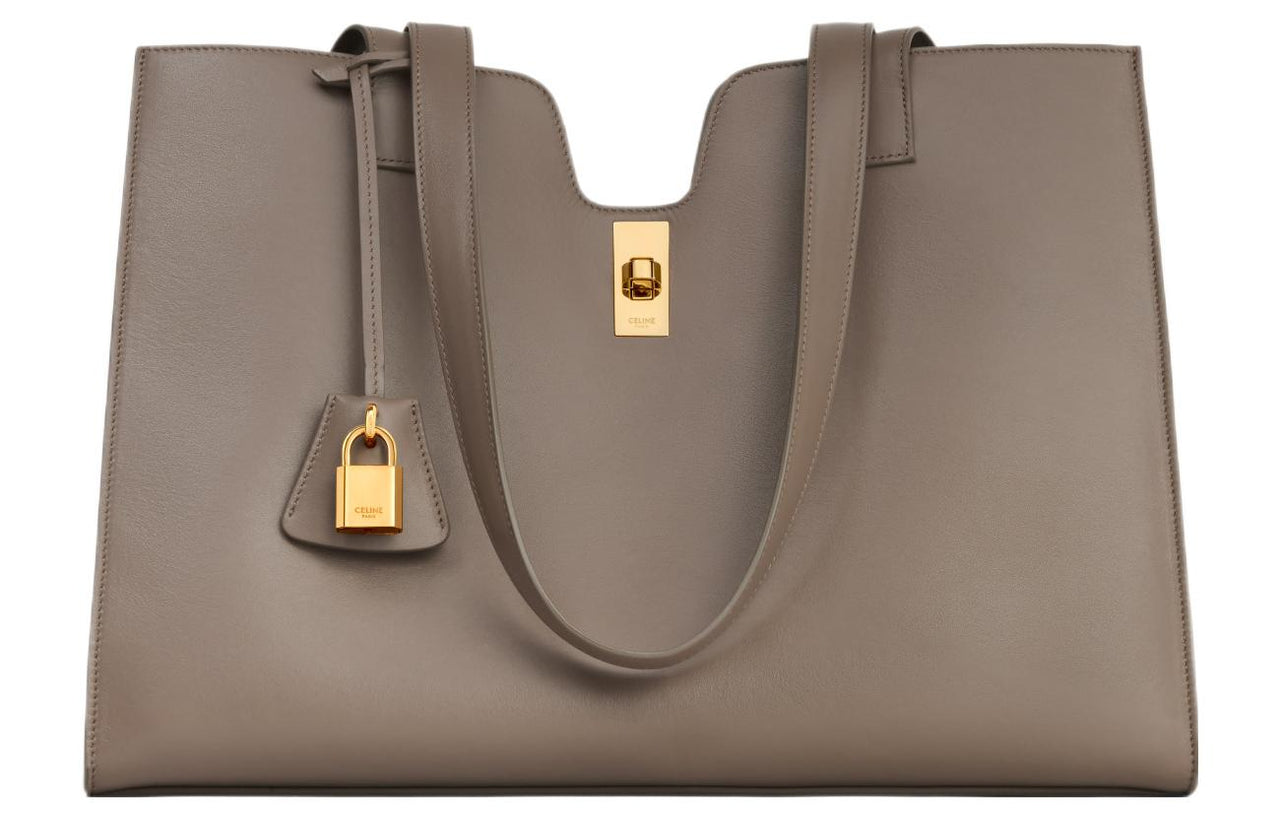 CELINE Cabas Smooth Cow Leather Tote Bag Shopping Bag Shoulder Bag Handbag Regular Women's Smoky Taupe
