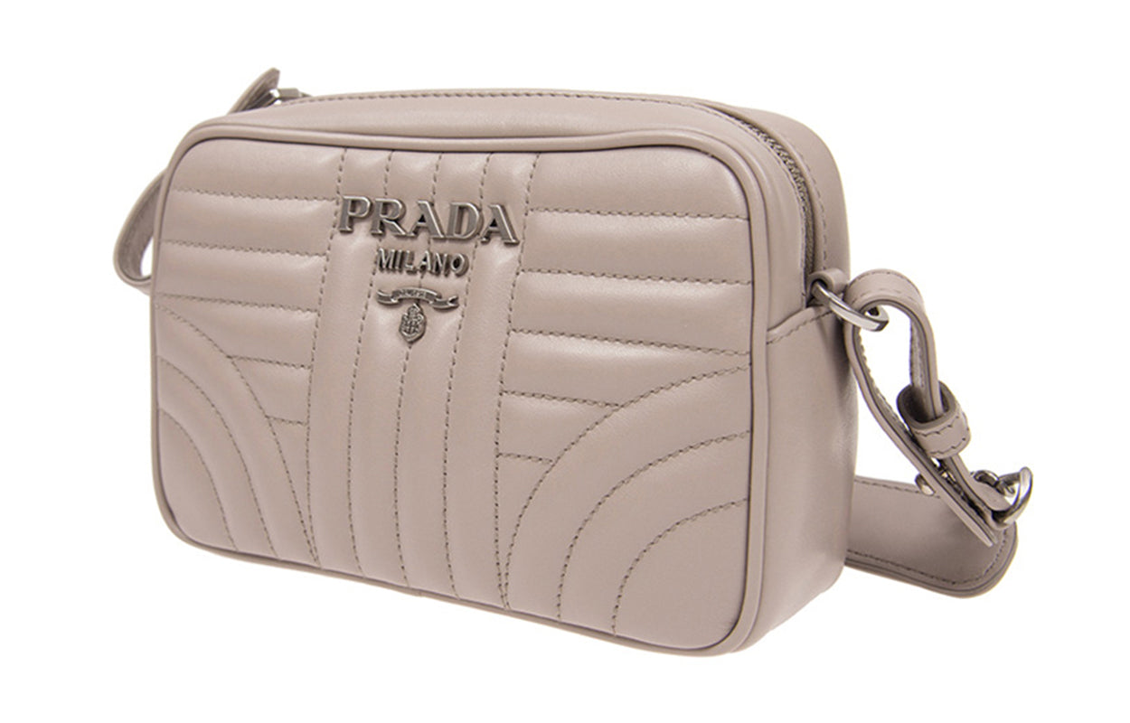 PRADA Cow Leather Shoulder Bag Women's Gray