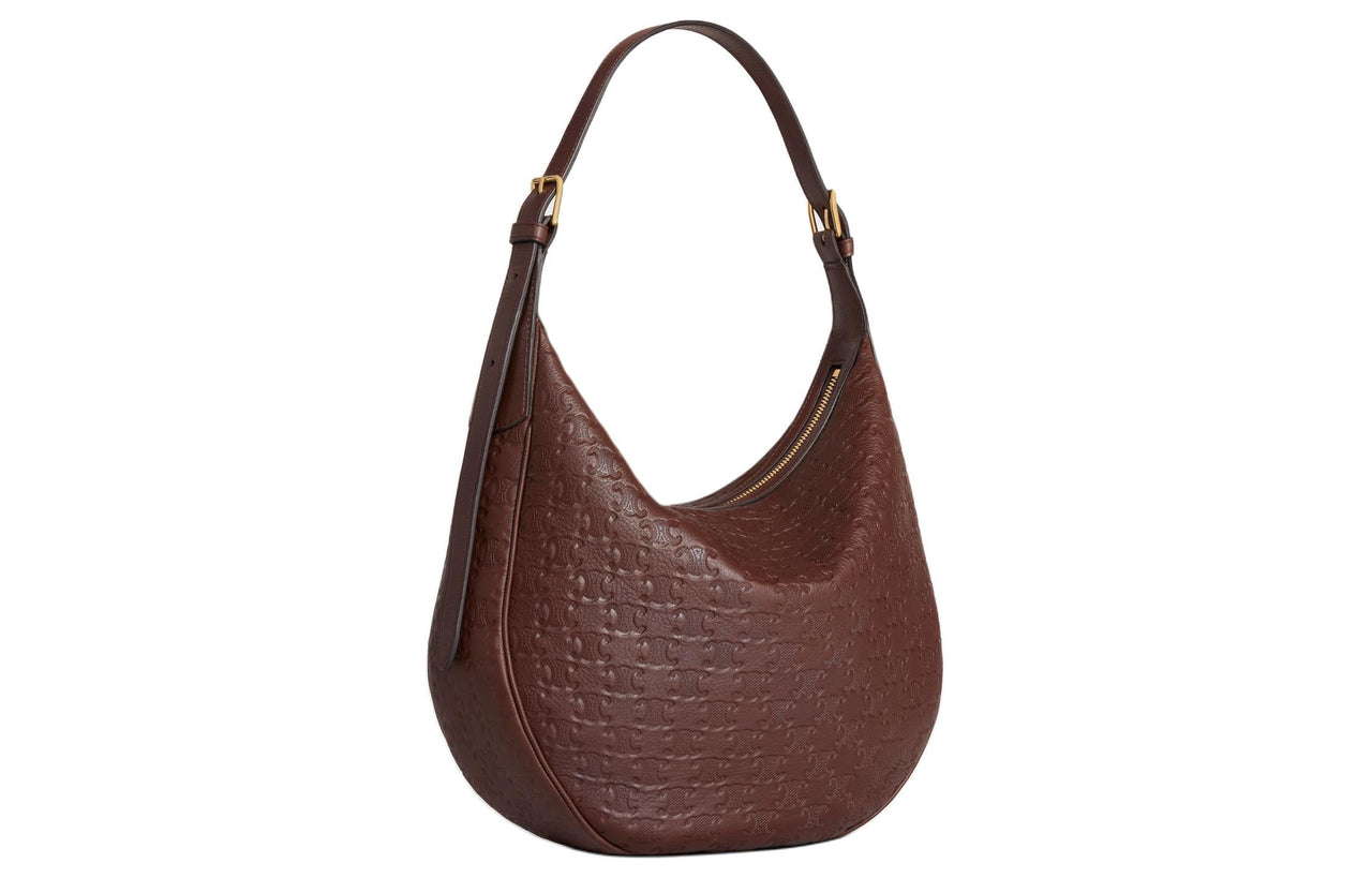 CELINE Calfskin Handbag Shoulder Bag Women's Chestnut Brown