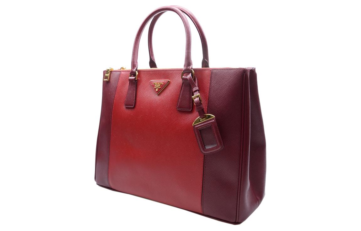 PRADA Cow Leather Handbag Women's Burgundy