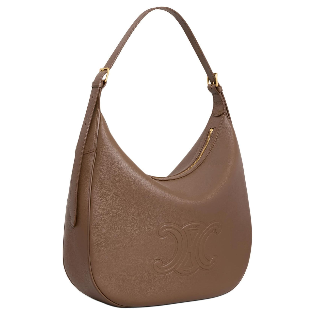 CELINE Cuir Triomphe Calfskin Shoulder Bag, Handbag, Shoulder Bag Tubas Women's Brown