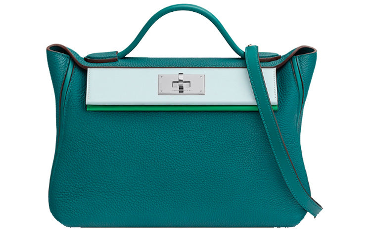 HERMES 24/24 Togo With Swift Calfskin Handbag Shoulder Bag Crossbody Bag Women's Blue