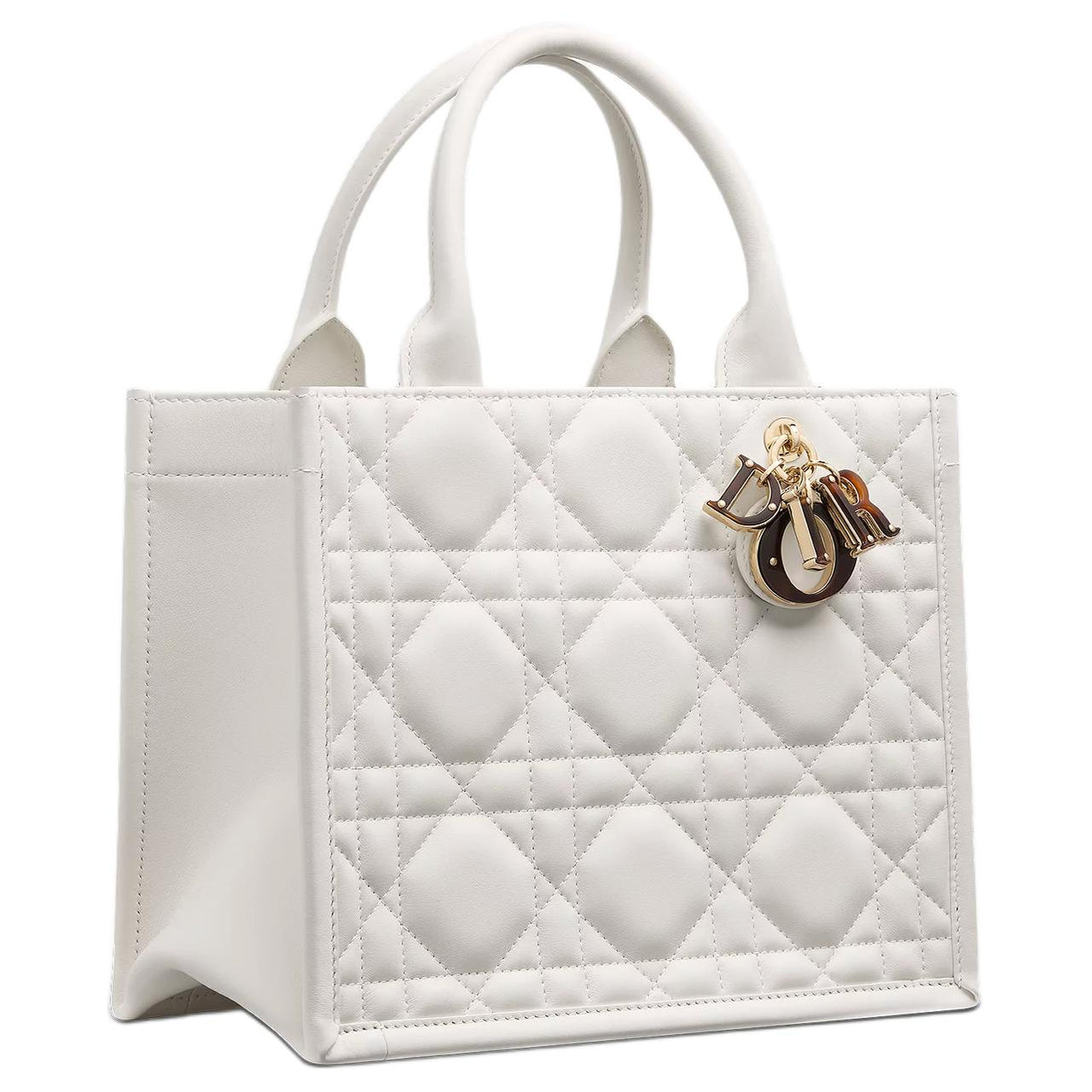 DIOR BookTote Cow Leather Tote Bag Shopping Bag Shoulder Bag Crossbody Bag Handbag Small Size Women's Milk White