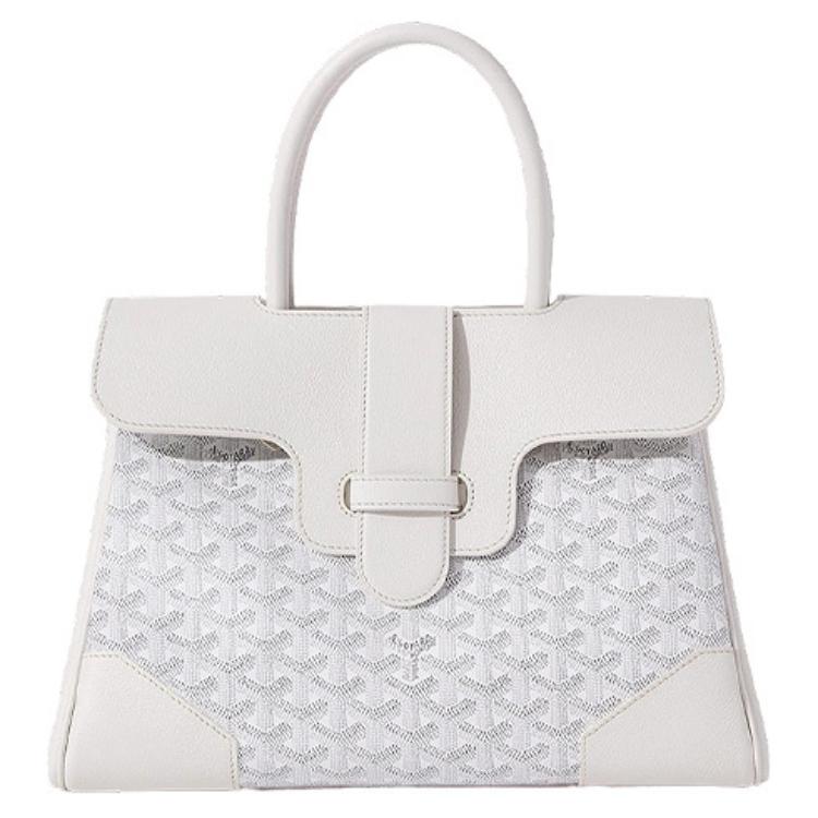 GOYARD Saigon Canvas With Leather Xigong Tote Handbags Shoulder Bags Large Size Unisex White
