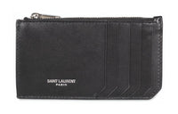 SAINT LAURENT Smooth Leather Card Clip Card Holder Men's Black
