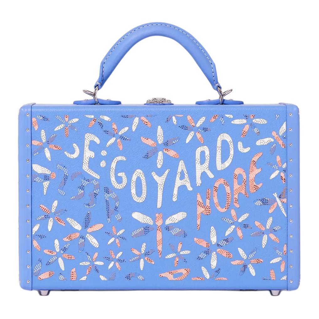 GOYARD Grand Hôtel Cowhide Patchwork Canvas Hard Case Handbag Women's Blue