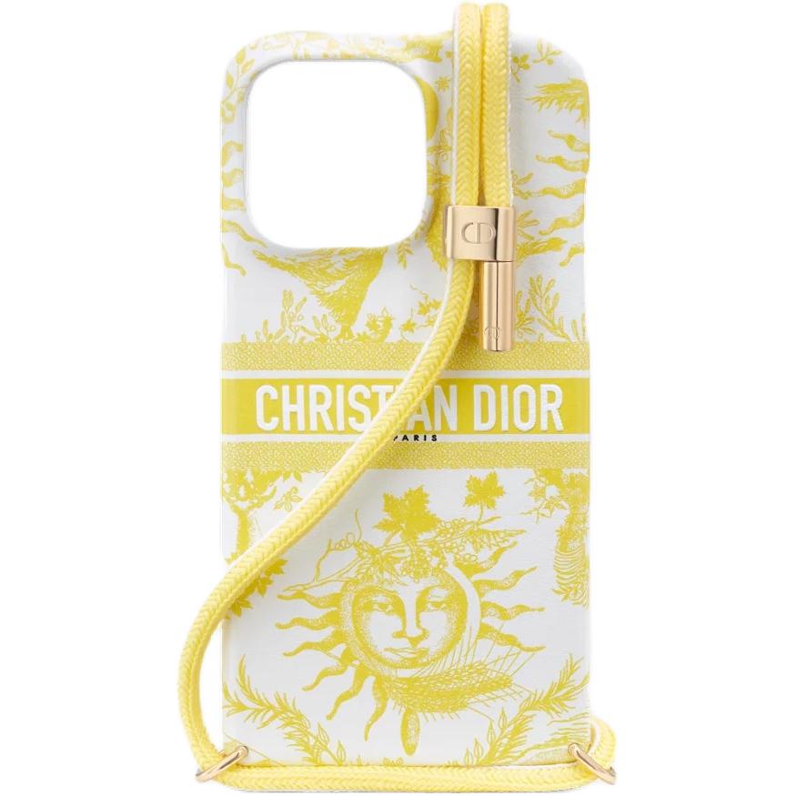 DIOR Leather Material Adjustable Rope Phone Cases Compatible With IPhone 15 Pro Max Artistic