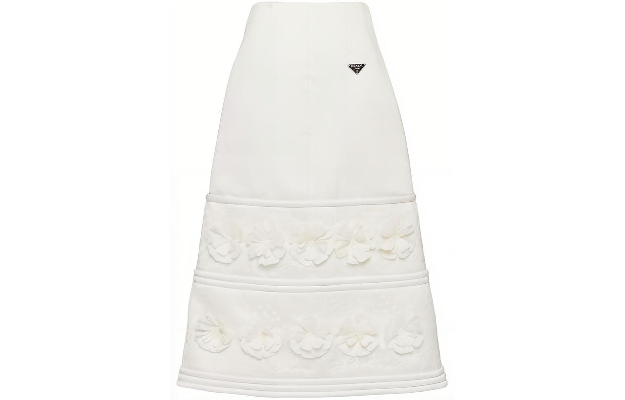 PRADA Embroidered A line Midi Skirt