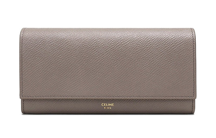 CELINE Cow Leather Wallet Women's Egg Stone Color
