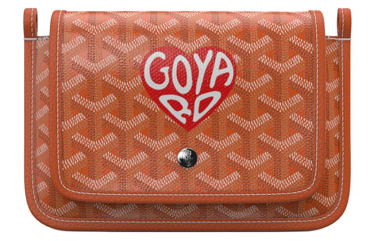 GOYARD Plumet Canvas With Leather Envelope Bag Crossbody Bag Shoulder Bag Unisex Orange With Red Small Heart