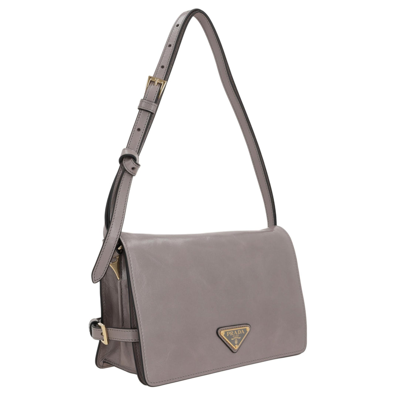 PRADA Calfskin Crossbody Bag, Shoulder Bag Women's Gray