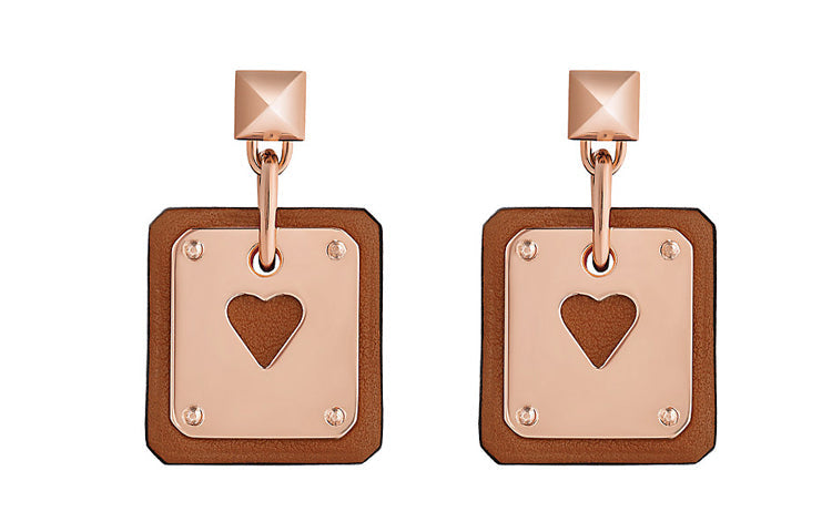 HERMES As De Coeur Earrings Women's Rose Gold