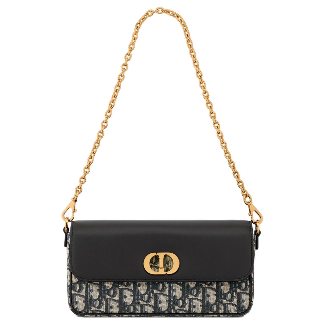 DIOR 30 Montaigne Jacquard With Calfskin Shoulder Bag Crossbody Bag Mini Women's Blue & Black