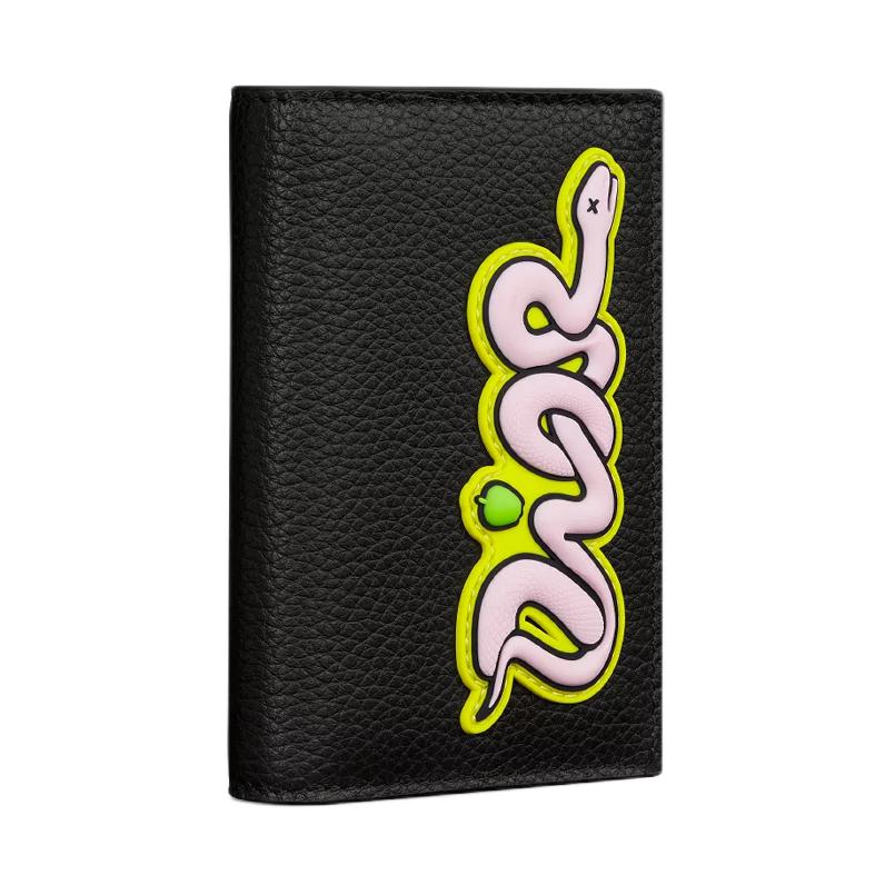 DIOR KAWS Collaboration Cow Leather Card Holder Men's Black