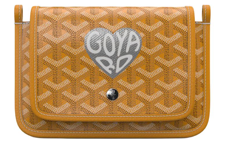 GOYARD Plumet Canvas With Leather Envelope Bag Crossbody Bag Shoulder Bag Unisex Yellow With Silver Small Heart Design