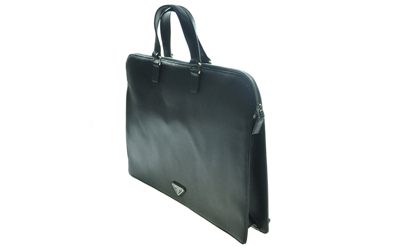 PRADA Cow Leather Shoulder Bag Crossbody Bag Handbag Briefcase Women's Black