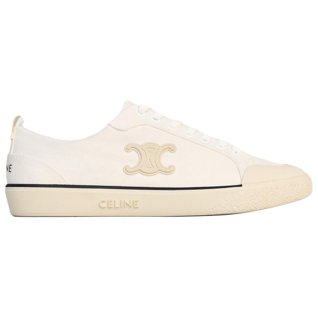 CELINE Triomphe Low Top Canvas Shoes Women's White