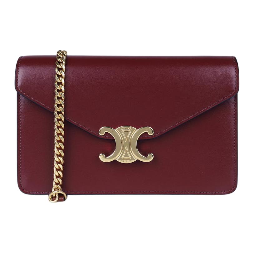 CELINE Calfskin Shoulder Bag Regular Women's Burgundy