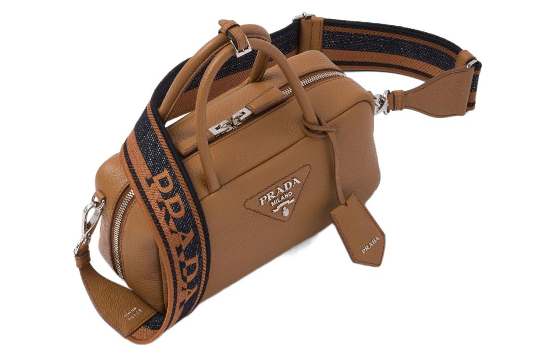 PRADA Cow Leather Handbag Women's Caramel Brown