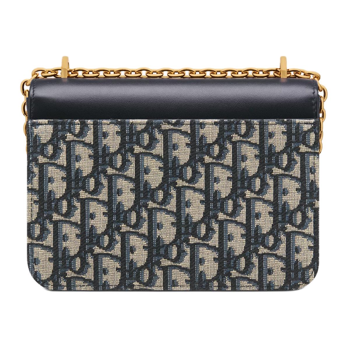 DIOR Cotton With Cow Leather Patchwork Shoulder Bag Crossbody Bag Mini Women's Blue