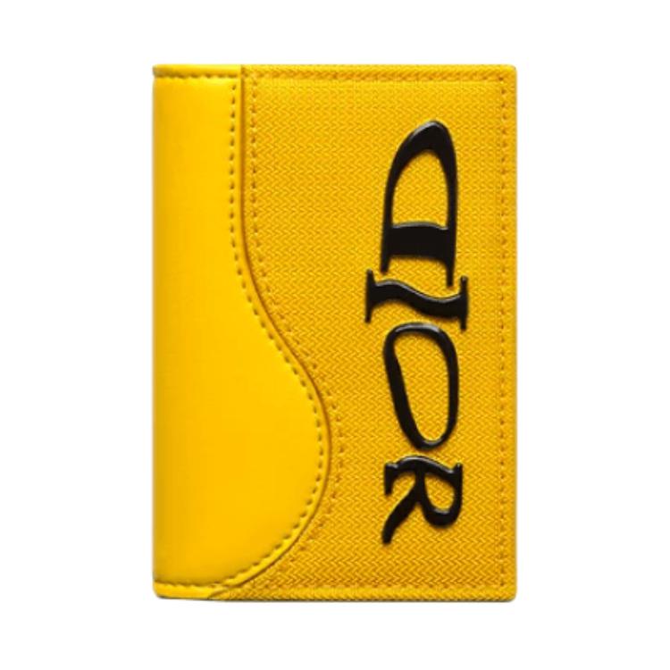 DIOR Nylon With Leather Card Holder Men's Yellow
