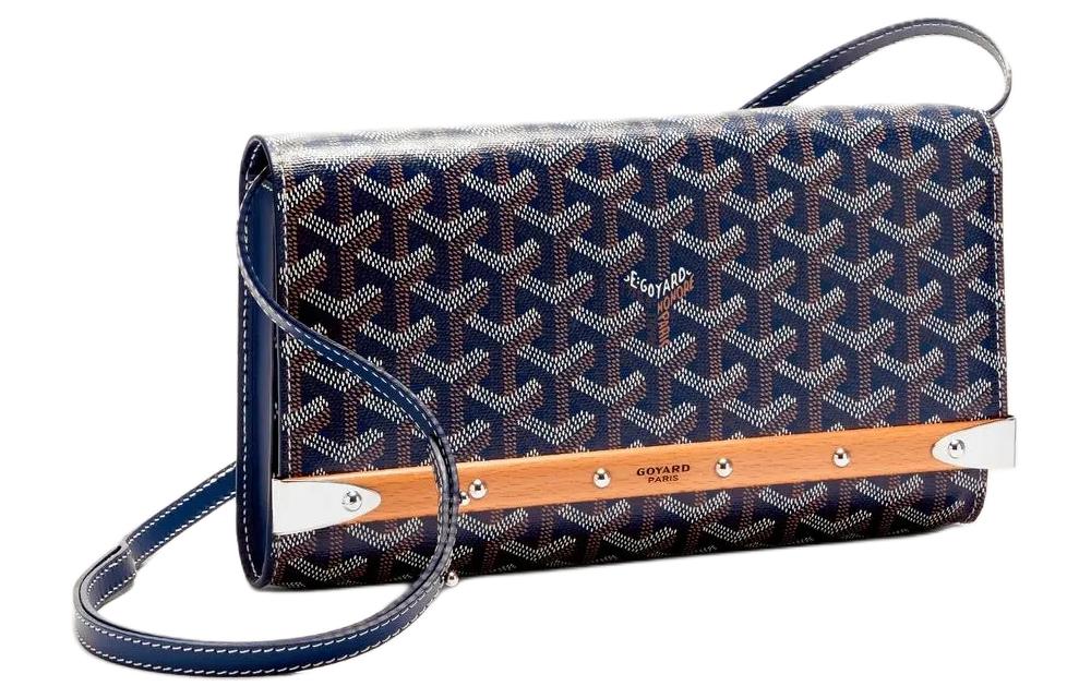 GOYARD MONTE-CARLO Canvas With Calfskin Clutch Bag Over The Shoulder Small Size Unisex Dark Blue