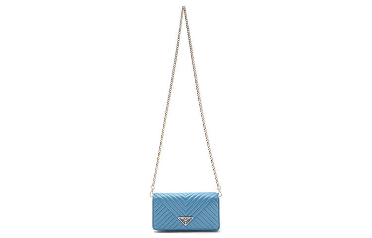 PRADA Cow Leather Crossbody Bag Shoulder Bag Women's Blue