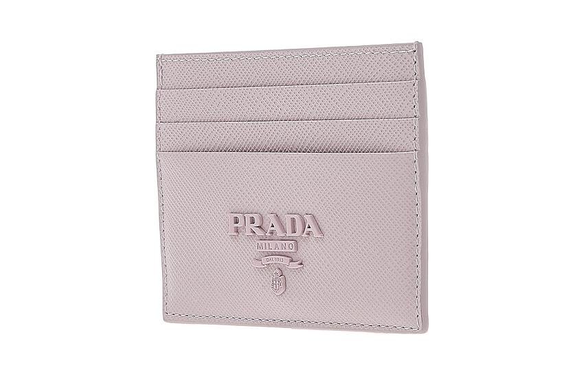 PRADA Cow Leather Card Holder Card Holder Women's Light Pink