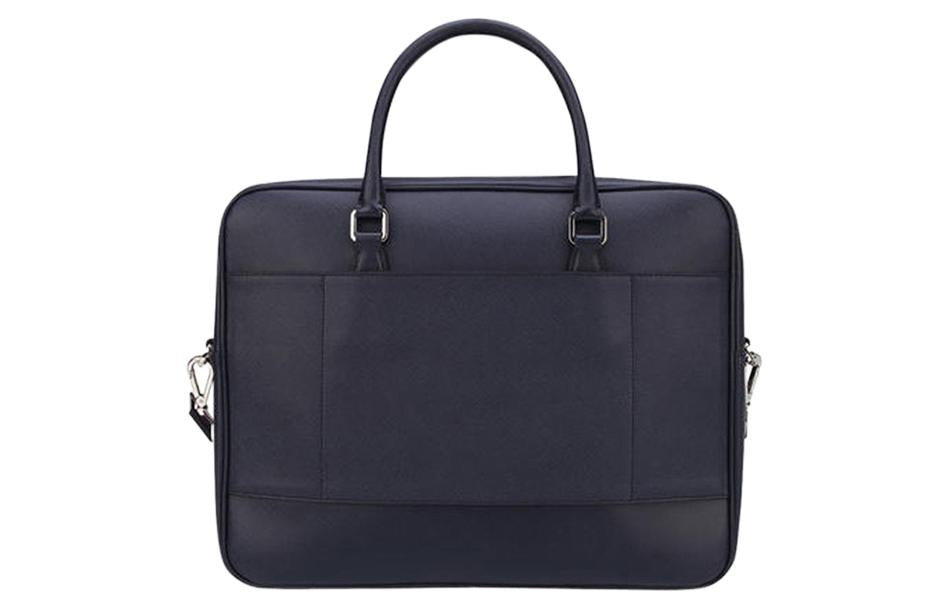 PRADA Cow Leather Briefcase Portable Crossbody Bag Shoulder Bag Men's Dark Blue
