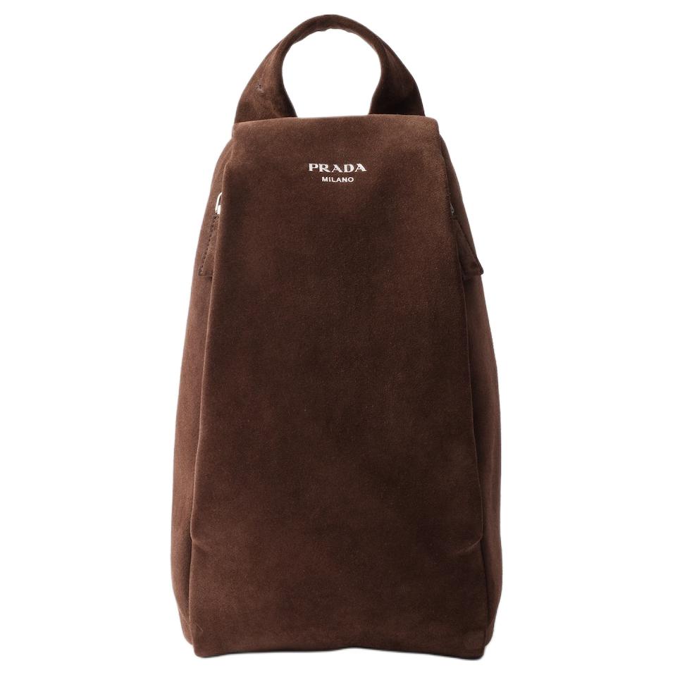 PRADA Cow Leather Sling Bag Men's Dark Brown