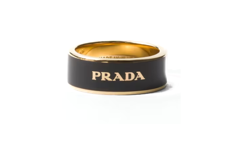 PRADA Enamel Metal Rings Women's Black