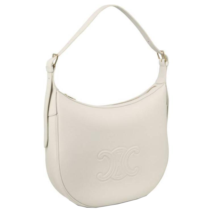 CELINE Calfskin Handbag Shoulder Bag Women's Ecru