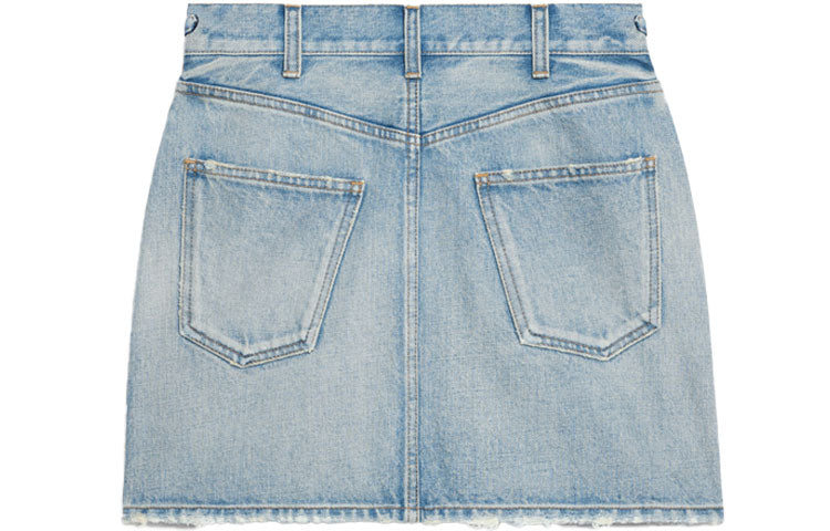 CELINE Denim Short Skirts Women's Light Blue
