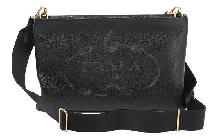 PRADA Calfskin Shoulder Bag Women's Black