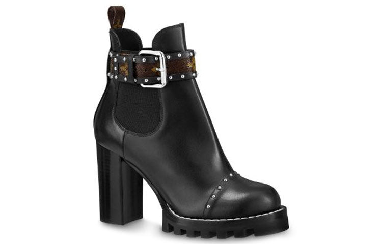 LOUIS VUITTON Star Trail Ankle Boots 8cm Women's Black