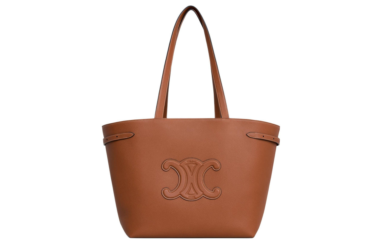 CELINE Cabas Grained Calfskin Tote Bag Shopping Bag Shoulder Bag Handbag Women's Tawny