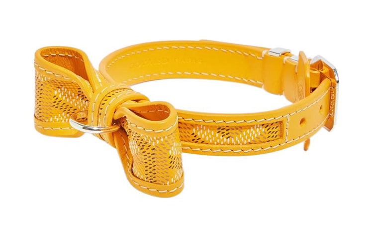 GOYARD OSCAR Goyardine Canvas With Clamecy Cow Leather Dog's Teeth Collar Bag Accessory Unisex Yellow
