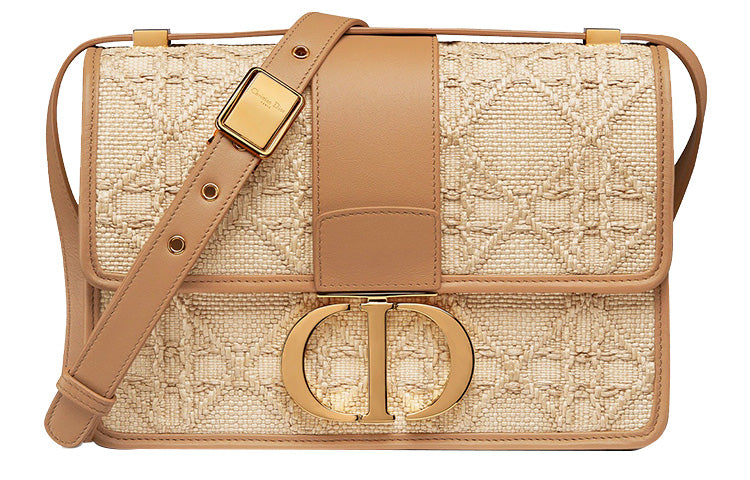 DIOR 30 Montaigne Collection Cow Leather Shoulder Bag Crossbody Bag Women's Gold/Tawny