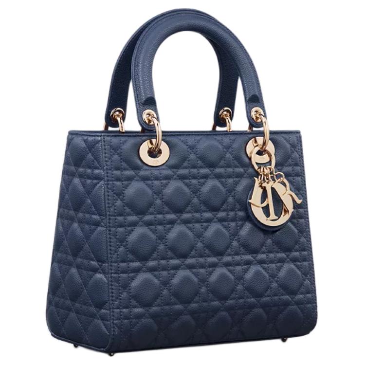 DIOR Lady Dior Calfskin Lady Dior Bag, Shoulder Bag, Crossbody Bag, Handbag Medium Size Women's Deep Sea Blue