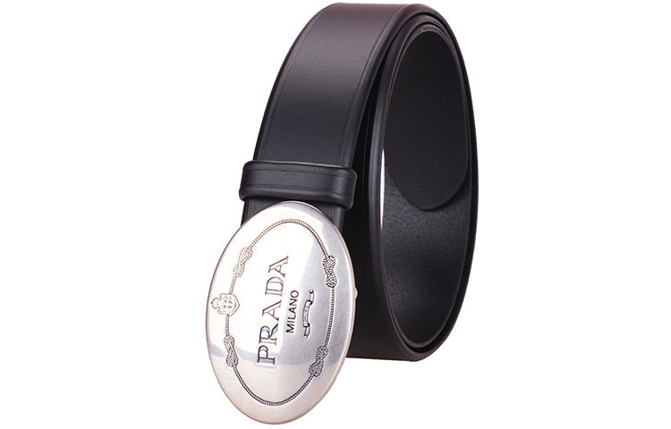PRADA Cow Leather Belts Men's Black 3.5cm