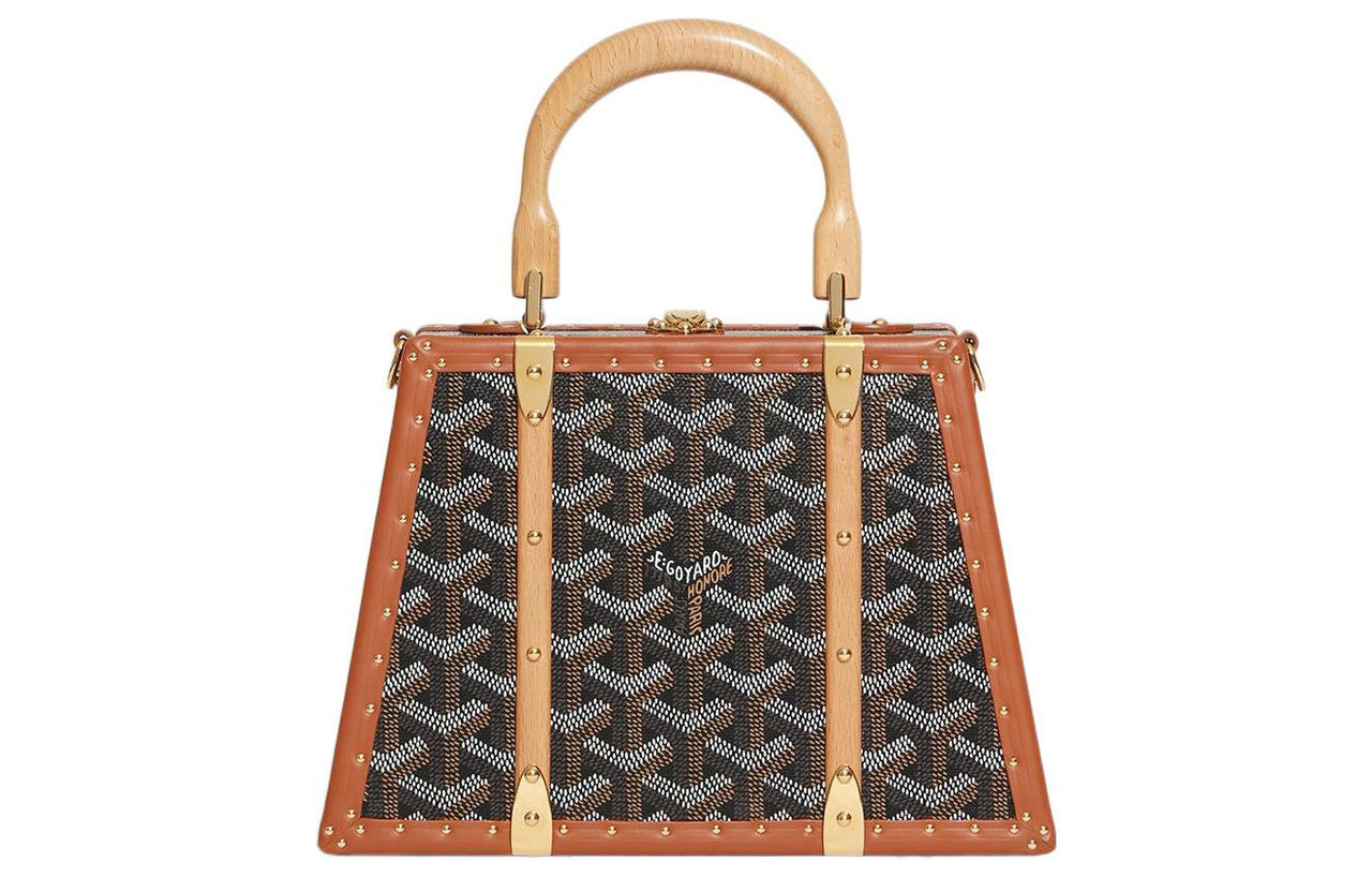 GOYARD Saigon Canvas With Calfskin Hard Case Handbag Mini Unisex Brown