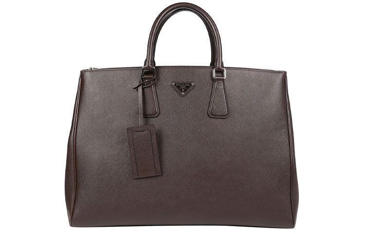 PRADA Calfskin Handbag Men's Coffee